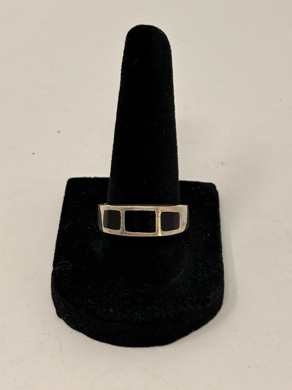 Vintage Mexico 925 Sterling Silver Black Onyx Ring Size 9